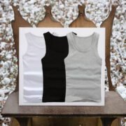 100% Cotton O-Neck Muscle Tank Tops Vest Breathable Anti-Pilling Anti-Shrink White Knitted 180g Silk Screen Printed Solid Men's - Image 3