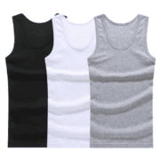 100% Cotton O-Neck Muscle Tank Tops Vest Breathable Anti-Pilling Anti-Shrink White Knitted 180g Silk Screen Printed Solid Men's - Image 4