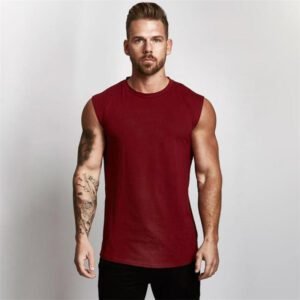 Men's Pure Cotton Sleeveless Fitness Vest Casual Bodybuilding Summer Sports Top for Running Training Knitted Weaving Hood Hoodie - Image 4
