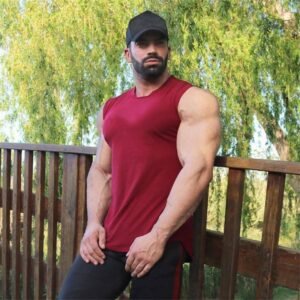 Men's Pure Cotton Sleeveless Fitness Vest Casual Bodybuilding Summer Sports Top for Running Training Knitted Weaving Hood Hoodie - Image 3