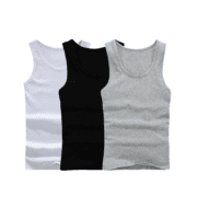 100% Cotton O-Neck Muscle Tank Tops Vest Breathable Anti-Pilling Anti-Shrink White Knitted 180g Silk Screen Printed Solid Men's - Image 2