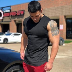 Men's Pure Cotton Sleeveless Fitness Vest Casual Bodybuilding Summer Sports Top for Running Training Knitted Weaving Hood Hoodie - Image 2