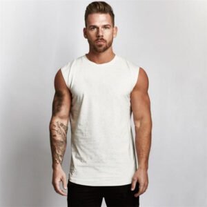 Men's Pure Cotton Sleeveless Fitness Vest Casual Bodybuilding Summer Sports Top for Running Training Knitted Weaving Hood Hoodie - Image 5