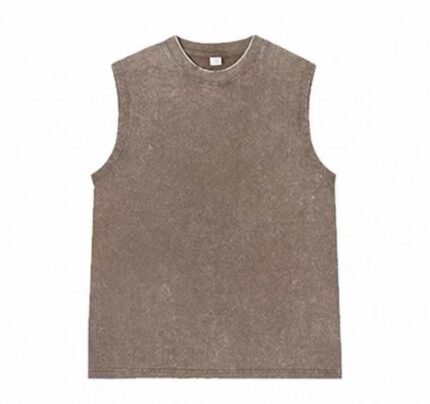 OEM Customized Men's Streetwear Blank Vest High Quality Breathable Vintage Washed Cotton  Muscle Tank Tops XL for Gym Plain