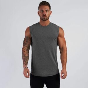 Men's Pure Cotton Sleeveless Fitness Vest Casual Bodybuilding Summer Sports Top for Running Training Knitted Weaving Hood Hoodie - Image 6