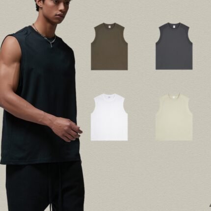 Customizable Men's Quick-Drying Cotton Vest Streetwear Style XL Size Crewneck Tank Top Sleeveless T-Shirt Vest