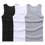 100% Cotton O-Neck Muscle Tank Tops Vest Breathable Anti-Pilling Anti-Shrink White Knitted 180g Silk Screen Printed Solid Men's